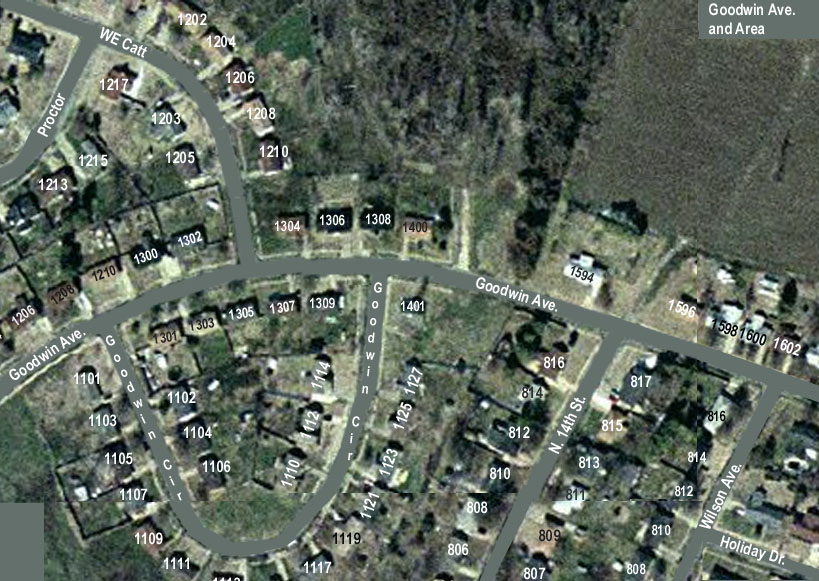 Goodwin area, houses numbered
