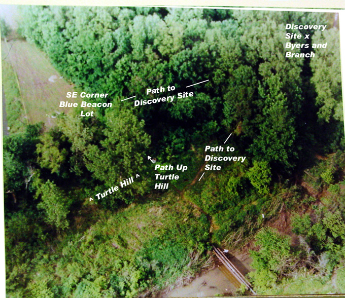 overhead, woods.  Paths labelled.