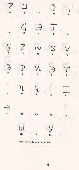 Degenerate Hebrew Alphabet